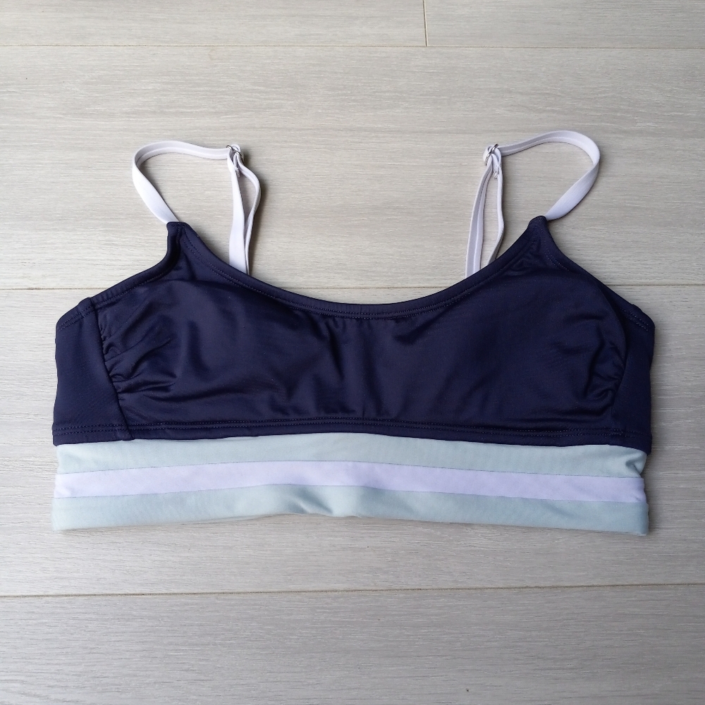 Kona Sol Colorblock Banded Bralette Bikini Top, Sz M